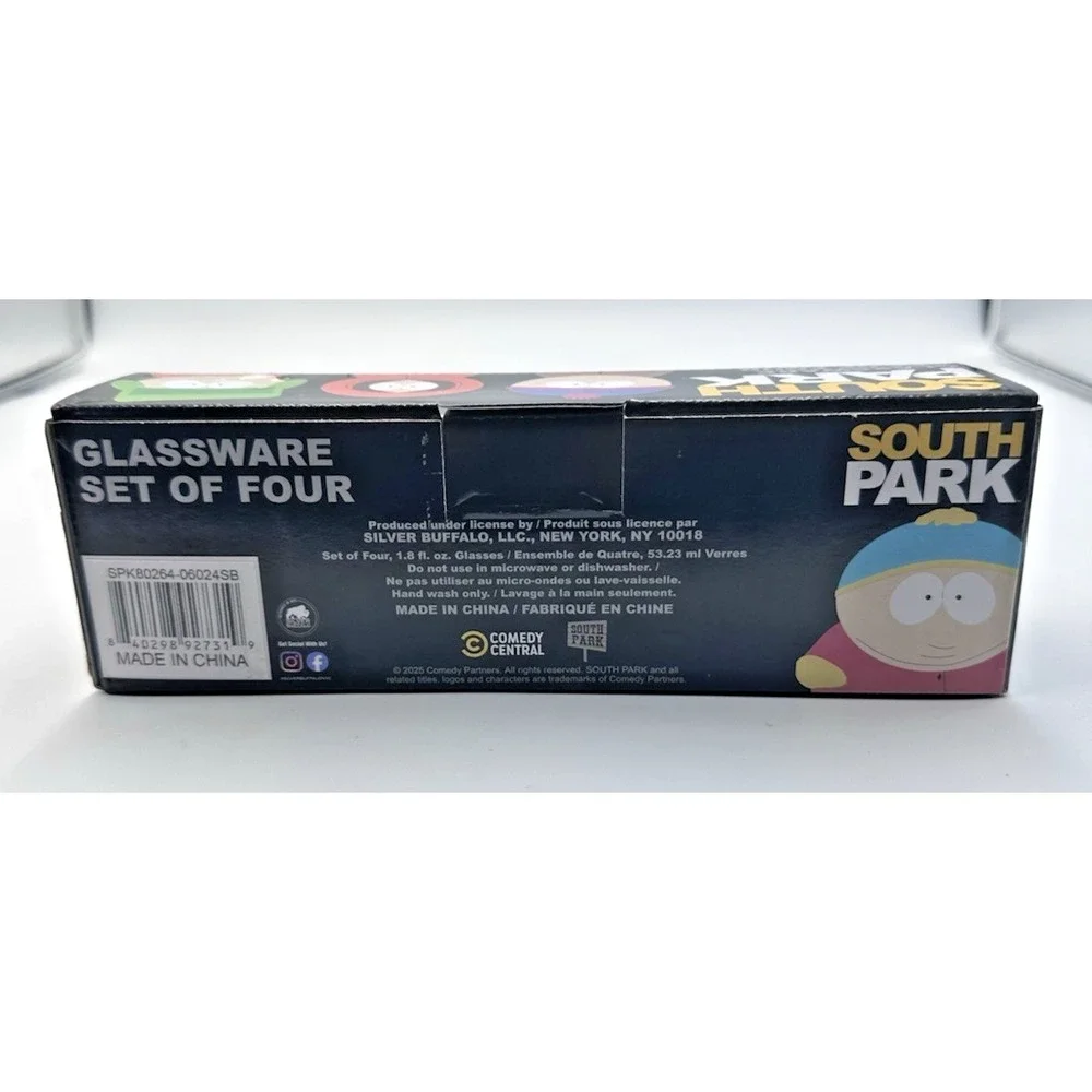 Southpark glassware set of 4 shot‎ glasses 1.8 fl.oz new